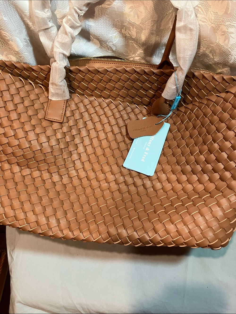 Tiffany & Fred Woven Tote with Tan Leather Pouch - Picture 4 of 16